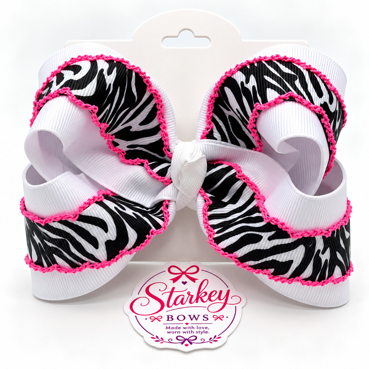 4" Pink Zebra Boutique Bow