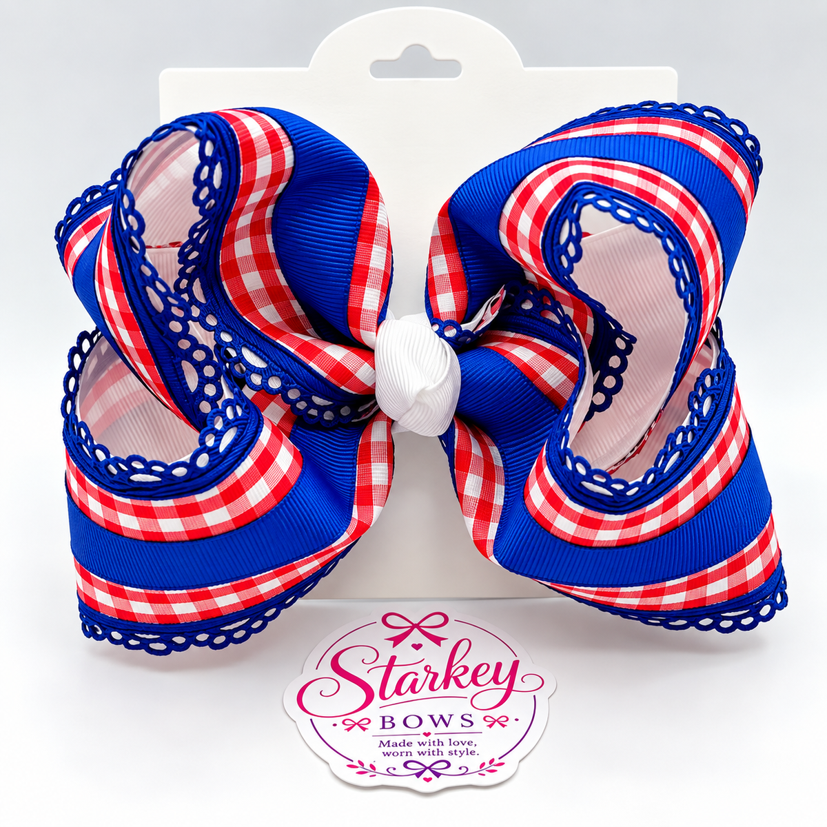 5'' Red, White & Blue Gingham Boutique Bow