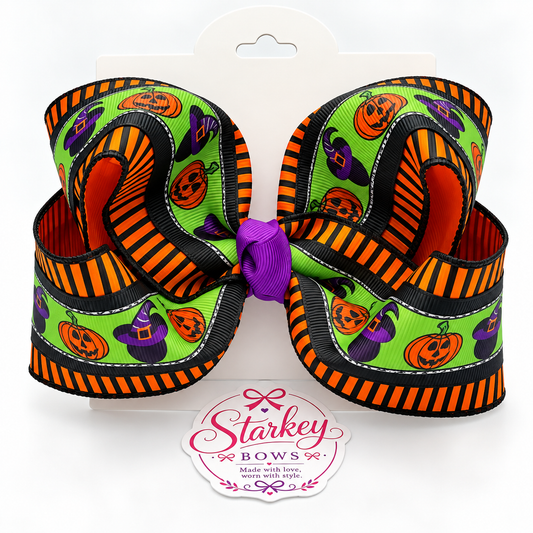 5'' Witchy Pumpkin Halloween Boutique Bow