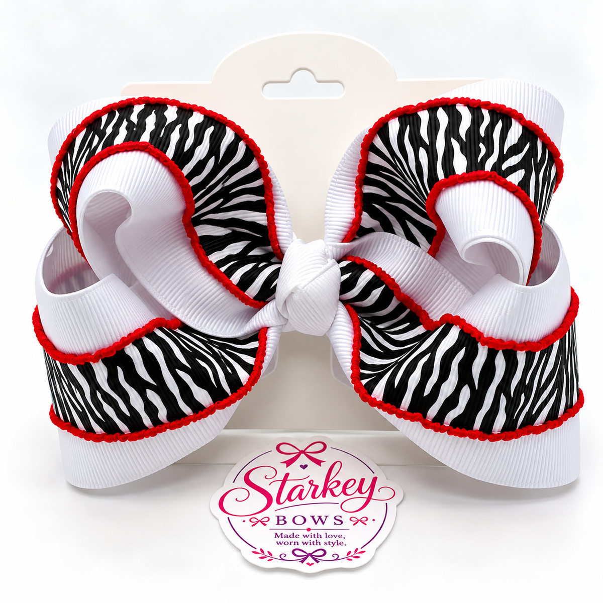 4" Red Hot Zebra Boutique Bow