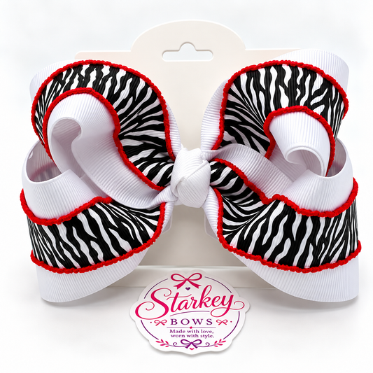 4" Red Hot Zebra Boutique Bow