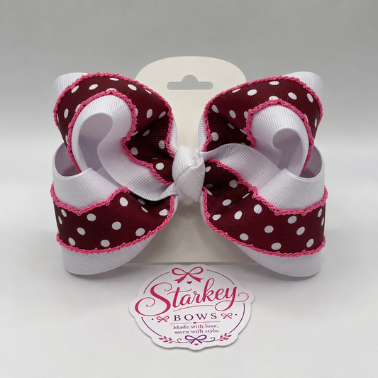 4" Chocolate Strawberry Polka Dot Boutique Bow