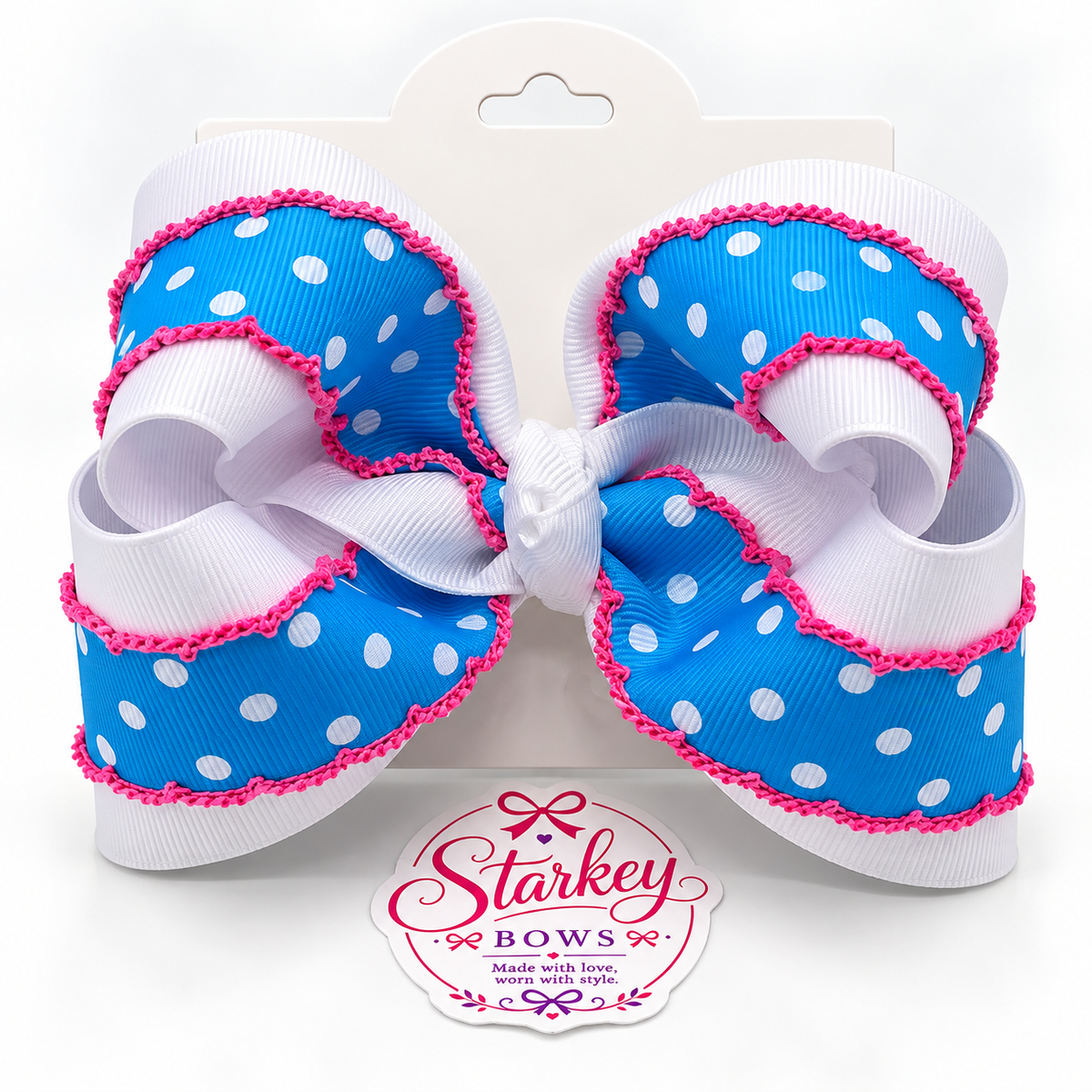 4" Blue Raspberry Polka Dot Boutique Bow