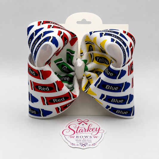 5" Crayons Back to School Boutique Hair Bow