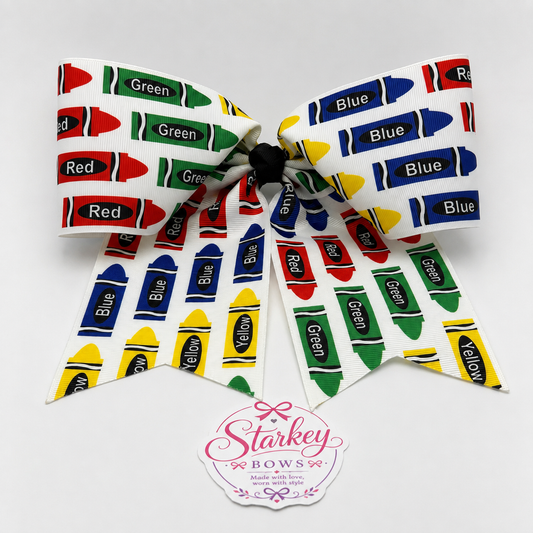 Crayon Back to School Cheer Bow
