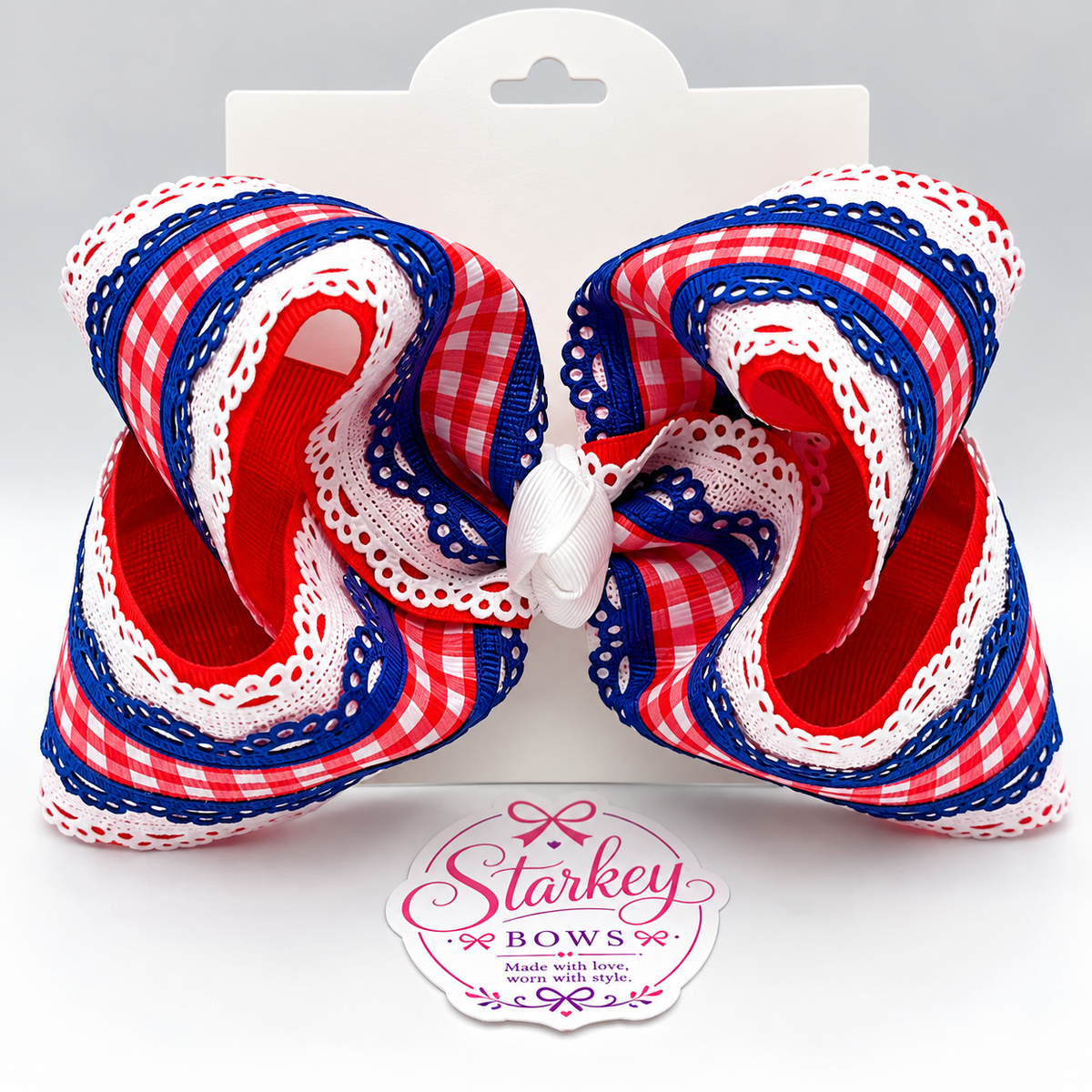 5'' All-American Gingham & Lace Boutique Bow
