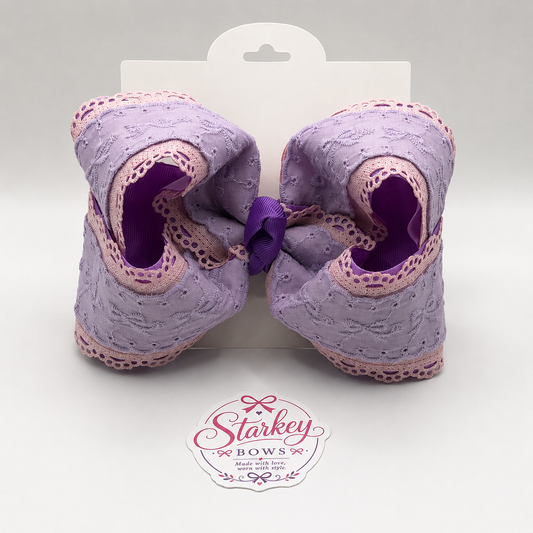 5" Lavender & Pink Eyelet Boutique Hair Bow